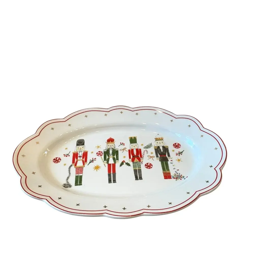 Grace Teaware Fine Porcelain CHRISTMAS NUTCRACKER Serving Platter Tray 10x14 NEW